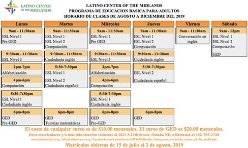 New Classes (Aug.-Dec. 2019)